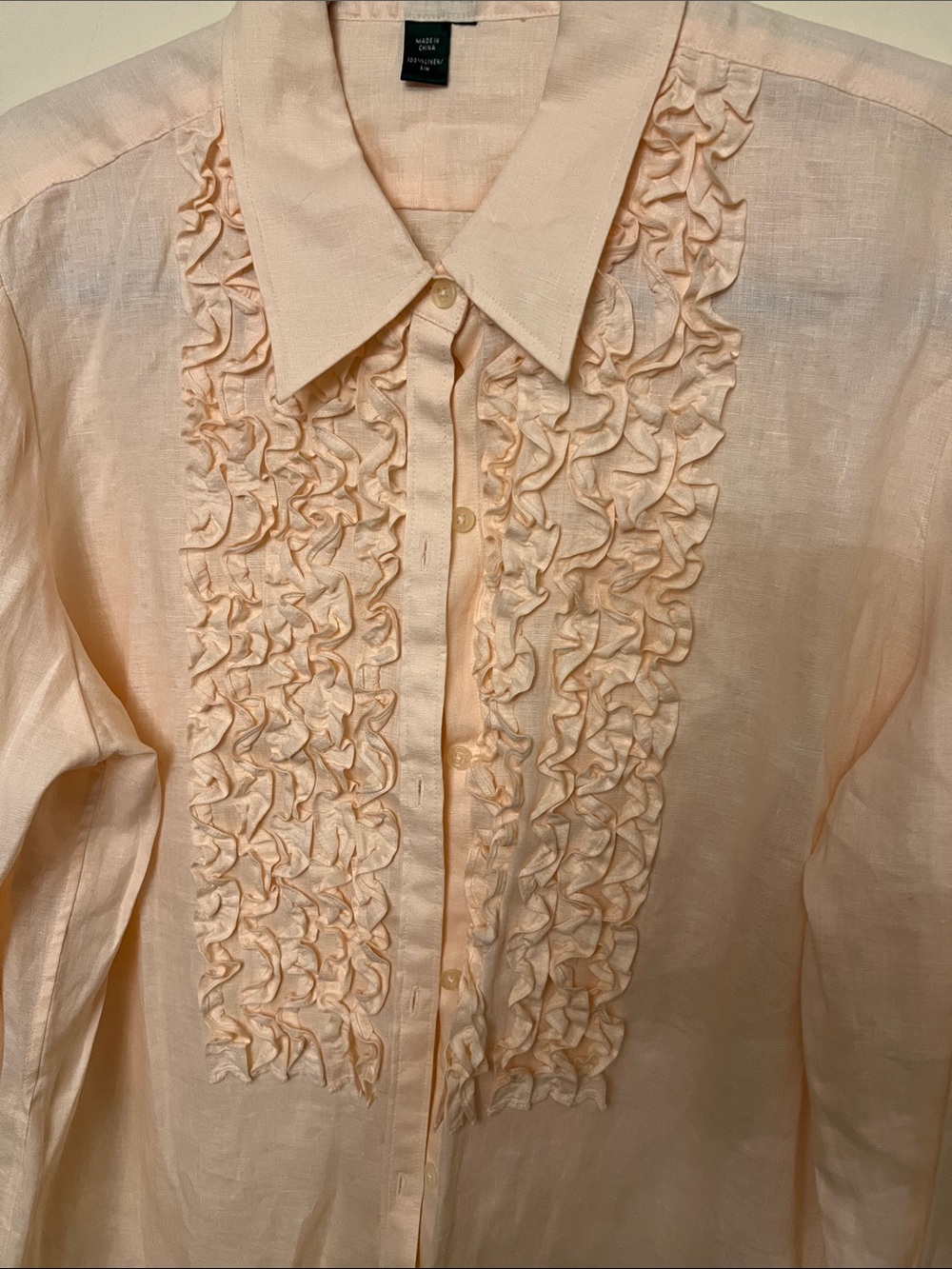 Lauren Ralph Lauren Light Peach Ruffle Front Blouse 12 no tag size - Picture 3 of 5